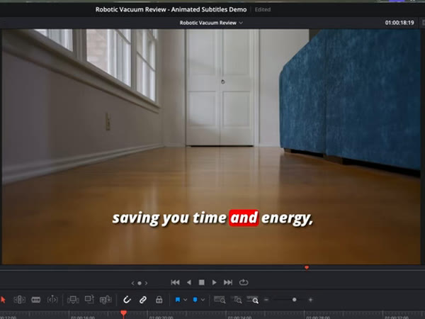 Animated caption with a highlighted word