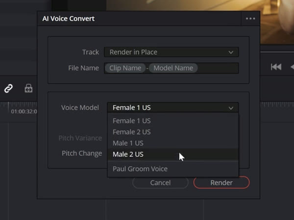 AI Voice Convert dialog with voice models